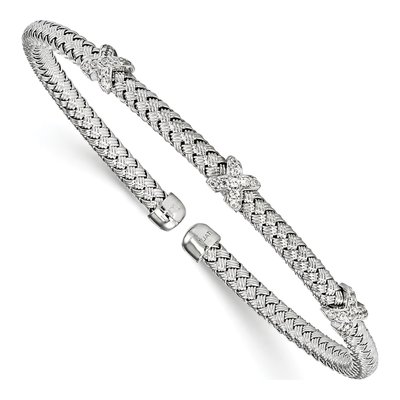 Sterling Silver CZ Woven Cuff Bracelet