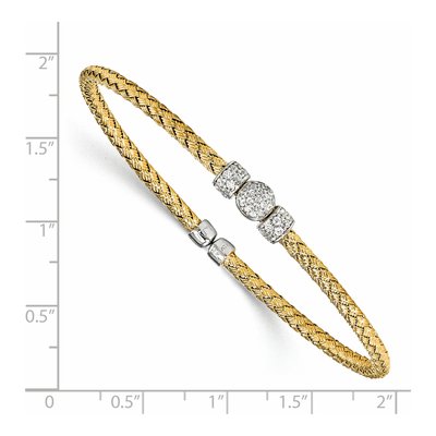 Sterling Silver Woven CZ Cuff Bracelet | Leslie's – view 2