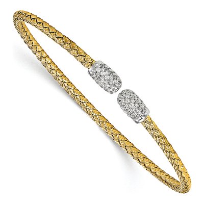Gold-Plated Sterling Silver CZ Cuff Bracelet