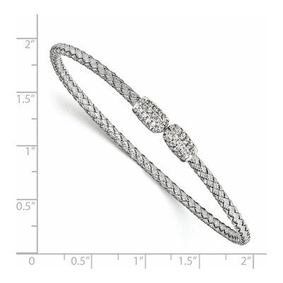 Sterling Silver CZ Woven Cuff Bracelet – view 2
