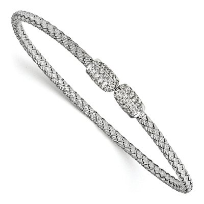 Sterling Silver CZ Woven Cuff Bracelet