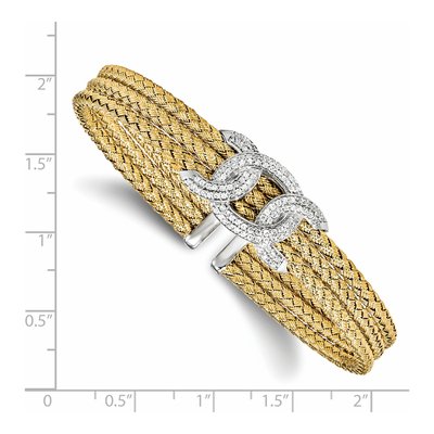 Sterling Silver Woven Cuff Bracelet with CZ | Leslie's – view 2