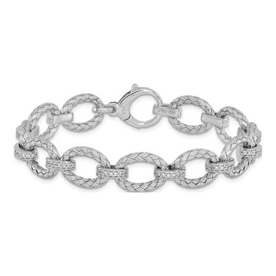 Sterling Silver CZ Woven Link Bracelet – view 3
