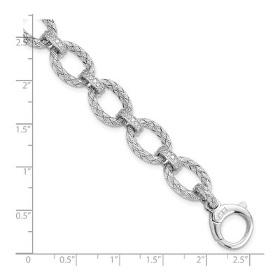 Sterling Silver CZ Woven Link Bracelet – view 4