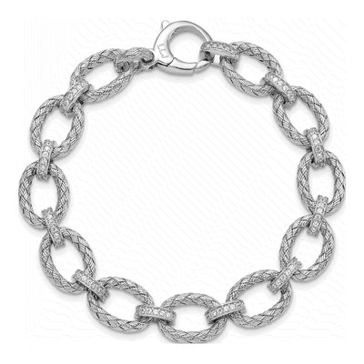 Sterling Silver CZ Woven Link Bracelet – view 5