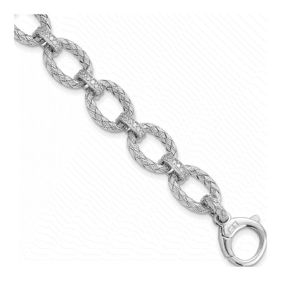 Sterling Silver CZ Woven Link Bracelet