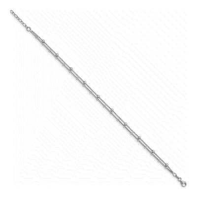 Sterling Silver Semi-Solid Beaded 2-Strand Chain Anklet – view 3