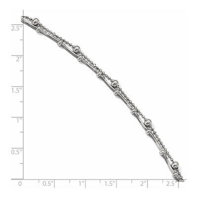 Sterling Silver Semi-Solid Beaded 2-Strand Chain Anklet – view 5