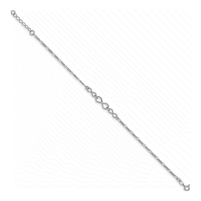 Sterling Silver 2mm Infinity Figaro Chain Anklet – view 3