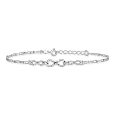 Sterling Silver 2mm Infinity Figaro Chain Anklet – view 4