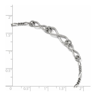 Sterling Silver 2mm Infinity Figaro Chain Anklet – view 5