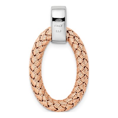 Rose Gold-Plated Sterling Silver CZ Braided Oval Pendant – view 5
