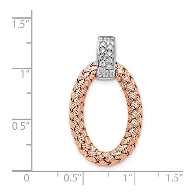 Rose Gold-Plated Sterling Silver CZ Braided Oval Pendant – view 6
