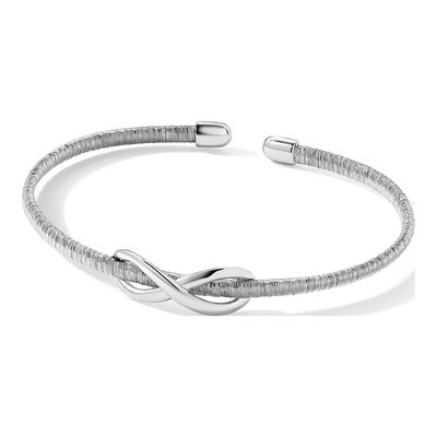 Sterling Silver Textured Infinity Cuff Bracelet – view 4