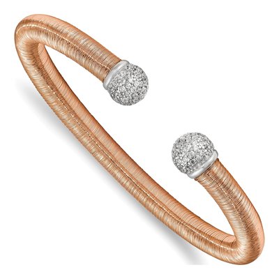 Sterling Silver CZ Cuff Bangle Bracelet