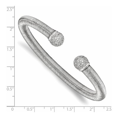 Sterling Silver CZ Textured Cuff Bangle Bracelet – view 2