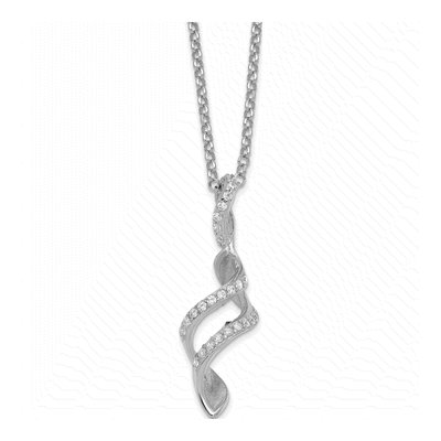 Sterling Silver CZ Twisted Pendant Necklace
