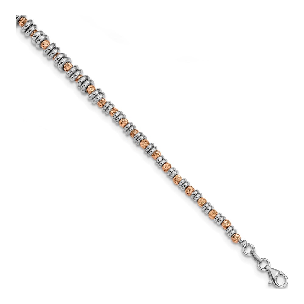 Sterling Silver Rose-Tone Beaded Bracelet
