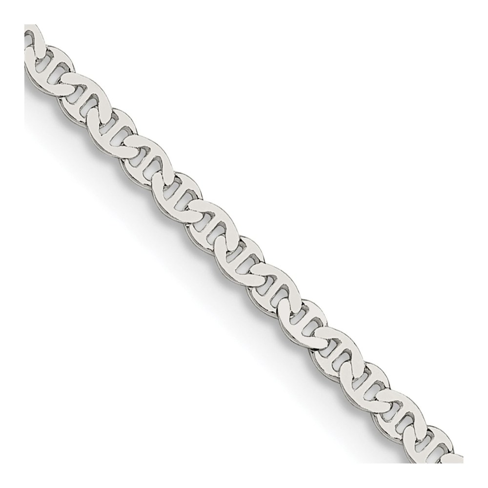 22 Inch Sterling Silver 2.25mm Flat Anchor Chain Necklace with Spring Ring Clasp