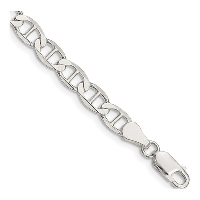 Sterling Silver 5.7mm Semi-Solid Flat Anchor Chain Bracelet
