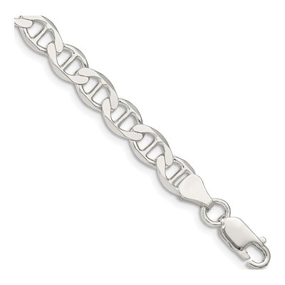 Sterling Silver 7.1mm Semi-Solid Flat Anchor Chain Anklet