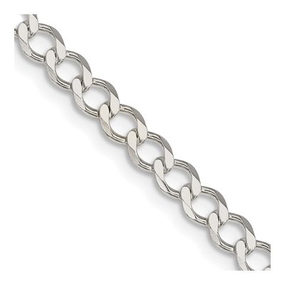 Sterling Silver 4.5mm Semi-Solid Flat Curb Chain