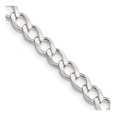 Sterling Silver 5.3mm Semi-Solid Flat Curb Chain