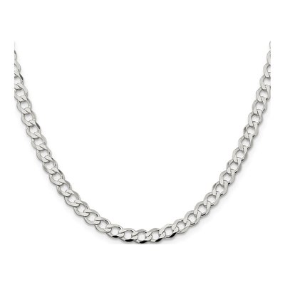 Sterling Silver 5.3mm Semi-Solid Flat Curb Chain – view 2