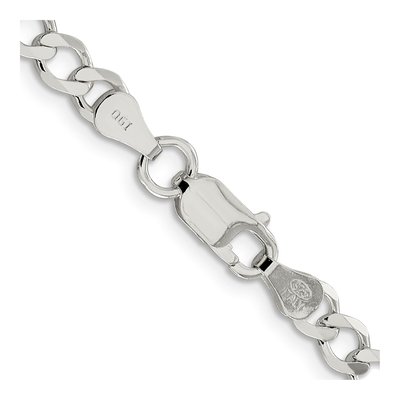 Sterling Silver 5.3mm Semi-Solid Flat Curb Chain – view 3