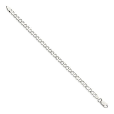 Sterling Silver 5.3mm Semi-Solid Flat Curb Chain Bracelet – view 2