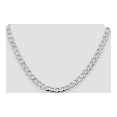Sterling Silver 6.7mm Semi-Solid Flat Curb Chain – view 4