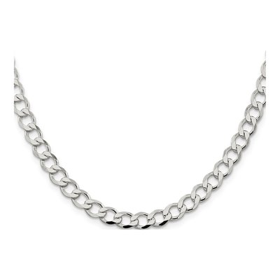Sterling Silver 6.7mm Semi-Solid Flat Curb Chain – view 2