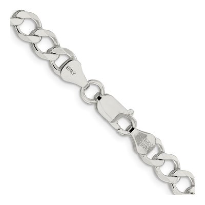 Sterling Silver 6.7mm Semi-Solid Flat Curb Chain – view 3