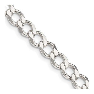 Sterling Silver 6.7mm Semi-Solid Flat Curb Chain