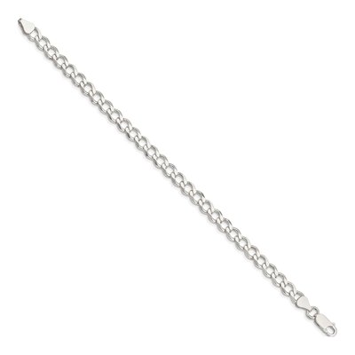 Sterling Silver 6.7mm Semi-Solid Flat Curb Chain Bracelet – view 2