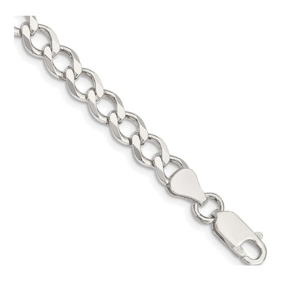 Sterling Silver 6.7mm Semi-Solid Flat Curb Chain Bracelet