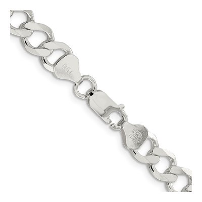 Sterling Silver 8.1mm Semi-Solid Flat Curb Chain – view 3
