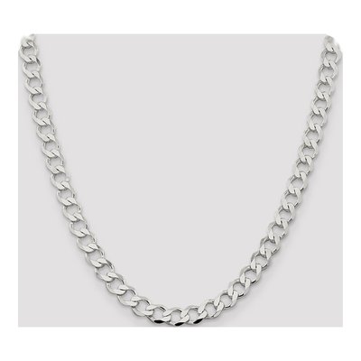 Sterling Silver 8.1mm Semi-Solid Flat Curb Chain – view 4