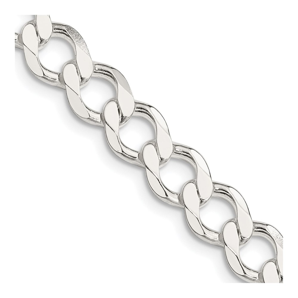 20 Inch Sterling Silver 8.1mm Semi-Solid Flat Curb Chain Necklace with Lobster Clasp