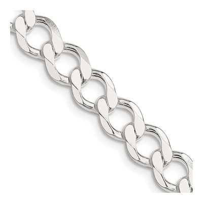 Sterling Silver 8.1mm Semi-Solid Flat Curb Chain