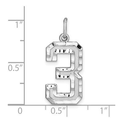 Sterling Silver Diamond-Cut Number 3 Pendant – view 4