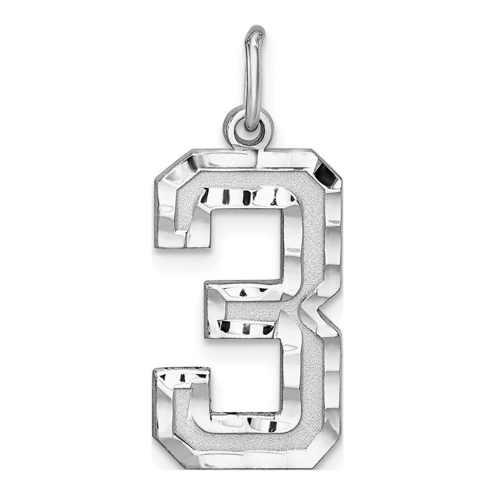 Sterling Silver Diamond-Cut Number 3 Pendant