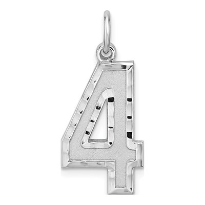Sterling Silver Diamond-Cut Number 4 Charm