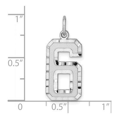 Sterling Silver Diamond-Cut Number 6 Charm – view 4