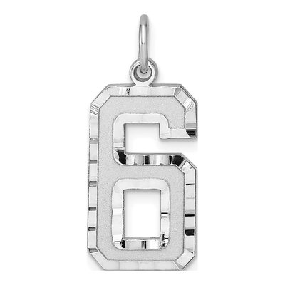Sterling Silver Diamond-Cut Number 6 Charm
