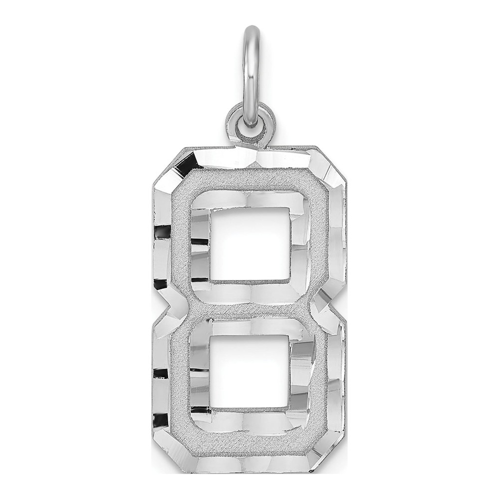Sterling Silver Number 8 Diamond-Cut Charm