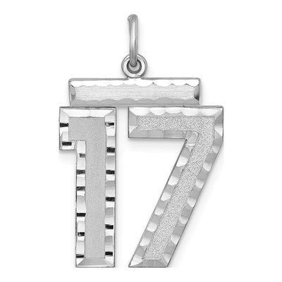 Sterling Silver Large Number 17 Charm