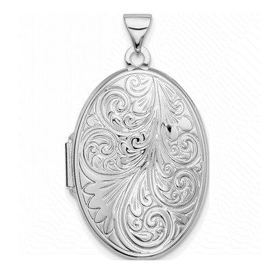 Sterling Silver Scroll Oval Locket