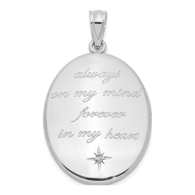 Sterling Silver Diamond Star Oval Locket