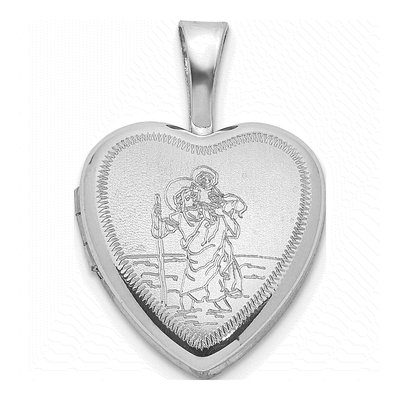 Sterling Silver St Christopher Heart Locket